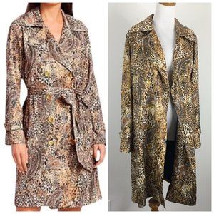 NWT L'AGENCE Bronze Valencia Animal & Paisley Print ATTICUS Trench Coat Jacket
